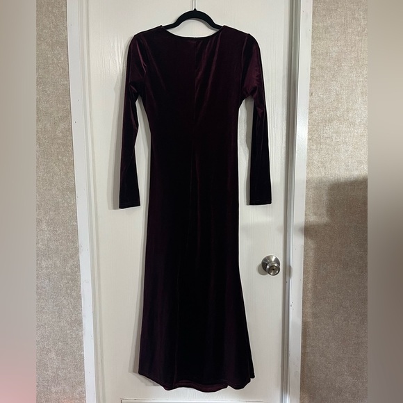 Velvet Burgundy Velvet Dress - Picture 4 of 6